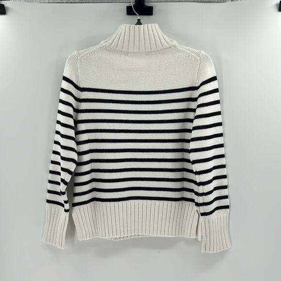 J. Crew Women's Cotton turtleneck sweater in stripe - Ivory/Black - XS - NWT - Picture 9 of 9